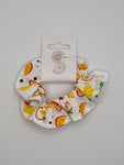 S1310 - White with Fruit Print Handmade Fabric Hair Scrunchies