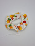 S1310 - White with Fruit Print Handmade Fabric Hair Scrunchies