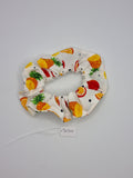 S1310 - White with Fruit Print Handmade Fabric Hair Scrunchies