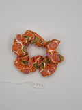 S1313 - Geometric Orange & Green Print Handmade Fabric Hair Scrunchies