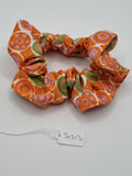 S1313 - Geometric Orange & Green Print Handmade Fabric Hair Scrunchies