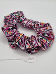 S1314 - Multicoloured Aztec Stripe Print Handmade Fabric Hair Scrunchies