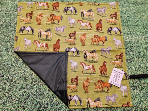 Horse Print Handmade Waterproof Base Sit Mat - Great for Picnics