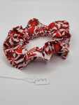 S1315 - Red & White Christmas Sweet Candy Cane Print Handmade Fabric Hair Scrunchies