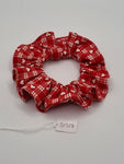 S1317 - Red Gingham with Heart Print Handmade Fabric Hair Scrunchies