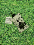 Grey with Black Paw Print Handmade Doggie Doo / Puppy Poop Bag Holder Pouch