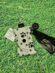 Grey with Black Paw Print Handmade Doggie Doo / Puppy Poop Bag Holder Pouch