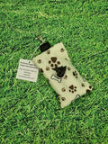 Cream with Brown Paw Print Handmade Doggie Doo / Puppy Poop Bag Holder Pouch