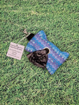 Blue & Purple Flower Stripe Print Handmade Doggie Doo / Puppy Poop Bag Holder Pouch