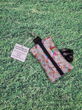 Grey with Multicolour Reindeer & Snowflake Print Handmade Doggie Doo / Puppy Poop Bag Holder Pouch