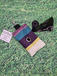 Purple, Blue & Lime Green Stripe Print Handmade Doggie Doo / Puppy Poop Bag Holder Pouch