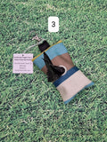Lime Green, Grey & Blue Stripe Print Handmade Doggie Doo / Puppy Poop Bag Holder Pouch