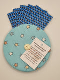 Pale Blue with Pastel Colour Star Print Handmade Helping Hand Playing Card Holder