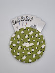 Sage Green with Sheep Print Handmade Helping Hand Playing Card Holder