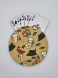 Bavarian Theme with Pretzel, Beer, Hat & Sausage Print Handmade Helping Hand Playing Card Holder