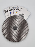 Grey with Geometric Print Handmade Helping Hand Playing Card Holder