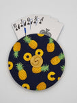 Navy Blue with Pineapple Print Handmade Helping Hand Playing Card Holder