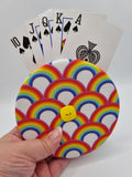 Rainbow LGBTQ+ Print Handmade Helping Hand Playing Card Holder