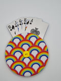 Rainbow LGBTQ+ Print Handmade Helping Hand Playing Card Holder