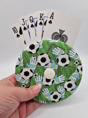 Football Pitch Print Handmade Helping Hand Playing Card Holder