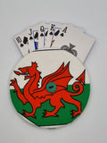 Ddraig Goch / Red Dragon Welsh Flag Print Handmade Helping Hand Playing Card Holder