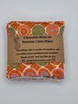 Set of 6 Orange & Green Geometric Print Handmade Reusable Make Up Remover Pads