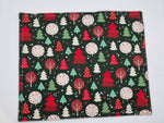 Handmade Dark Green with Fun Christmas Tree Print Fabric Tableware