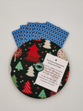 Dark Green with Fun Christmas Tree Print Handmade Helping Hand Playing Card Holder