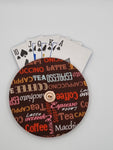 Brown Coffee Script Print Handmade Helping Hand Playing Card Holder