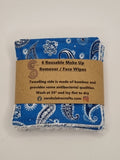 Set of 6 Blue Paisley Print Handmade Reusable Make Up Remover Pads