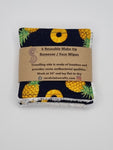 Set of 6 Navy Blue with Pineapple Print Handmade Reusable Make Up Remover Pads