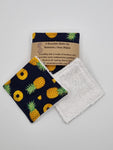 Set of 6 Navy Blue with Pineapple Print Handmade Reusable Make Up Remover Pads