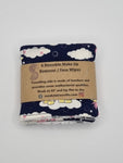 Set of 6 Navy Blue with Unicorn Print Handmade Reusable Make Up Remover Pads