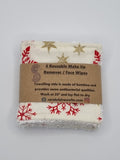 Set of 6 Cream with Red Snowflake & Gold Colour Star Christmas Print Handmade Reusable Make Up Remover Pads