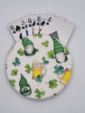 White with Gonk, Beer & Shamrock Print Handmade Helping Hand Playing Card Holder