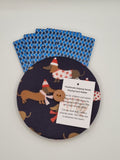 Navy Blue Sausage Dog Christmas Print Handmade Helping Hand Playing Card Holder