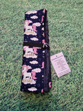 Navy Blue with Fun Unicorn Print Handmade Waterproof Base Sit Mat - Great for Picnics