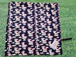 Navy Blue with Fun Unicorn Print Handmade Waterproof Base Sit Mat - Great for Picnics