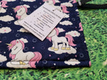 Navy Blue with Fun Unicorn Print Handmade Waterproof Base Sit Mat - Great for Picnics