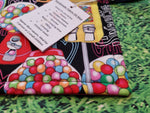 Black with Colourful Gumball Machine Sweet Print Handmade Waterproof Base Sit Mat - Great for Picnics