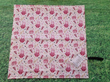 White with Pink Ballet Theme Print Handmade Waterproof Base Sit Mat - Great for Picnics
