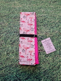 White with Pink Flamingo Print Handmade Waterproof Base Sit Mat - Great for Picnics