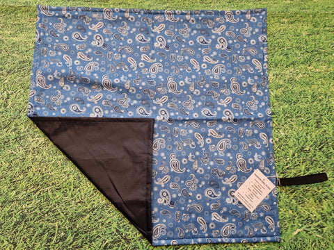 Blue Paisley Print Handmade Waterproof Base Sit Mat - Great for Picnics