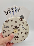 Cream with Brown Paw Print Handmade Helping Hand Playing Card Holder