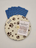Cream with Brown Paw Print Handmade Helping Hand Playing Card Holder
