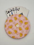 Light Pink with Yellow Chick Print Handmade Helping Hand Playing Card Holder