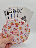 Pink & Orange Funky Mushroom Print Handmade Helping Hand Playing Card Holder