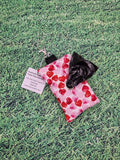 White with Red & Pink Heart Print Handmade Doggie Doo / Puppy Poop Bag Holder Pouch