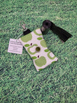 White with Green Apple Print Handmade Doggie Doo / Puppy Poop Bag Holder Pouch