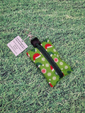 Lime Green with Christmas Stocking, Hat & Mitten Print Handmade Doggie Doo / Puppy Poop Bag Holder Pouch